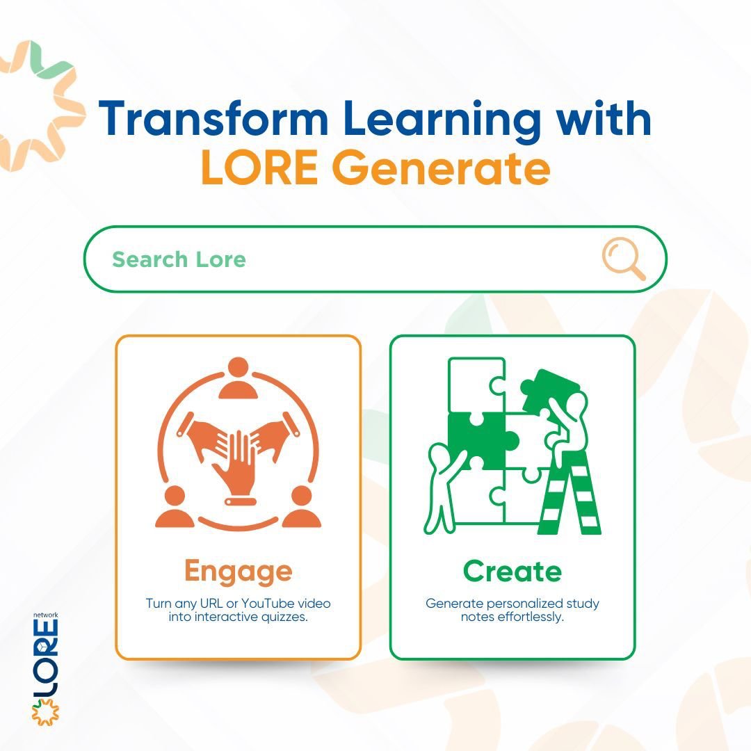 🧠 Supercharge Your Learning with LORE Generate! 🚀

Transform any online content into an interactive learning experience!

✨ Attend personalized quizzes 📝 Generate smart notes 📚 And boost your knowledge retention effortlessly

🔗 Try it now: app.lorenetwork.xyz
🧩