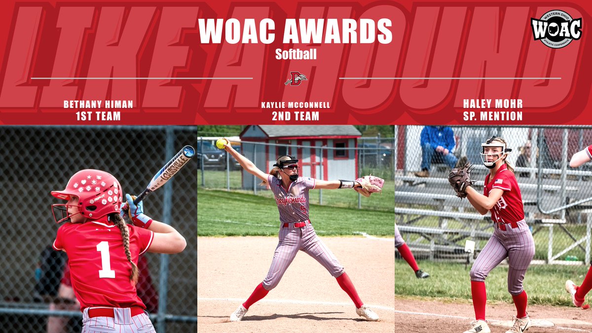 CONGRATULATIONS to the WOAC Softball Award winners! Bethany Himan, Kaylie McConnell and Haley Mohr! Thank you for representing what it means to BE A HOUND #playlikeahound