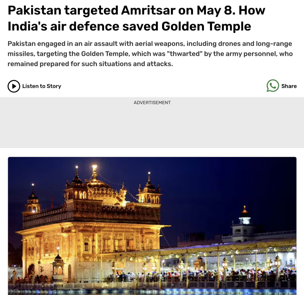 sankrant's tweet photo. Not a single Khalistani is outraging about Pakistan's attack on the Golden Temple or grateful to India for saving it.

That tells you all you need to know about who their daddy is and how much they care about Sikhi. https://t.co/TTjNfNVGj4