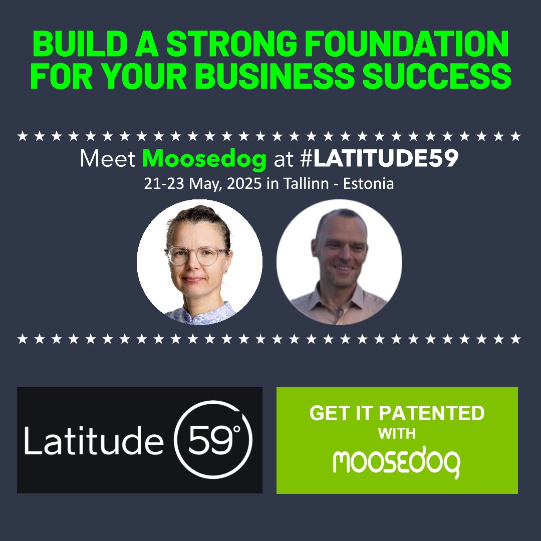 🚀 Only a few days to go! Moosedog Oy will be at #latitude59!

Meet Pekka and Riin to discuss protecting your innovations. Reserve a spot with them in the matchmaking tool - only a few slots available. Don't miss out!

#getitpatented #MoosedogIPR