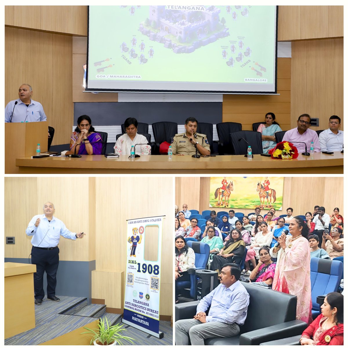 Telangana Anti Narcotics Bureau (@tg_anb) on Twitter photo TGANB in coordination with CCSC & CYB Police held an awareness program at CYB CP office for 75 corporate schools total 150 members. Led by <a href="/director_tganb/">Director TGANB</a>,<a href="/CPCyberabad/">Avinash Mohanty IPS</a> ,DIG TGANB Sri. Abhishek Mohanty,IPS & other Officials attended & raised awareness on Drug abuse & consequences. TGANB in coordination with CCSC & CYB Police held an awareness program at CYB CP office for 75 corporate schools total 150 members. Led by <a href="/director_tganb/">Director TGANB</a>,<a href="/CPCyberabad/">Avinash Mohanty IPS</a> ,DIG TGANB Sri. Abhishek Mohanty,IPS & other Officials attended & raised awareness on Drug abuse & consequences.