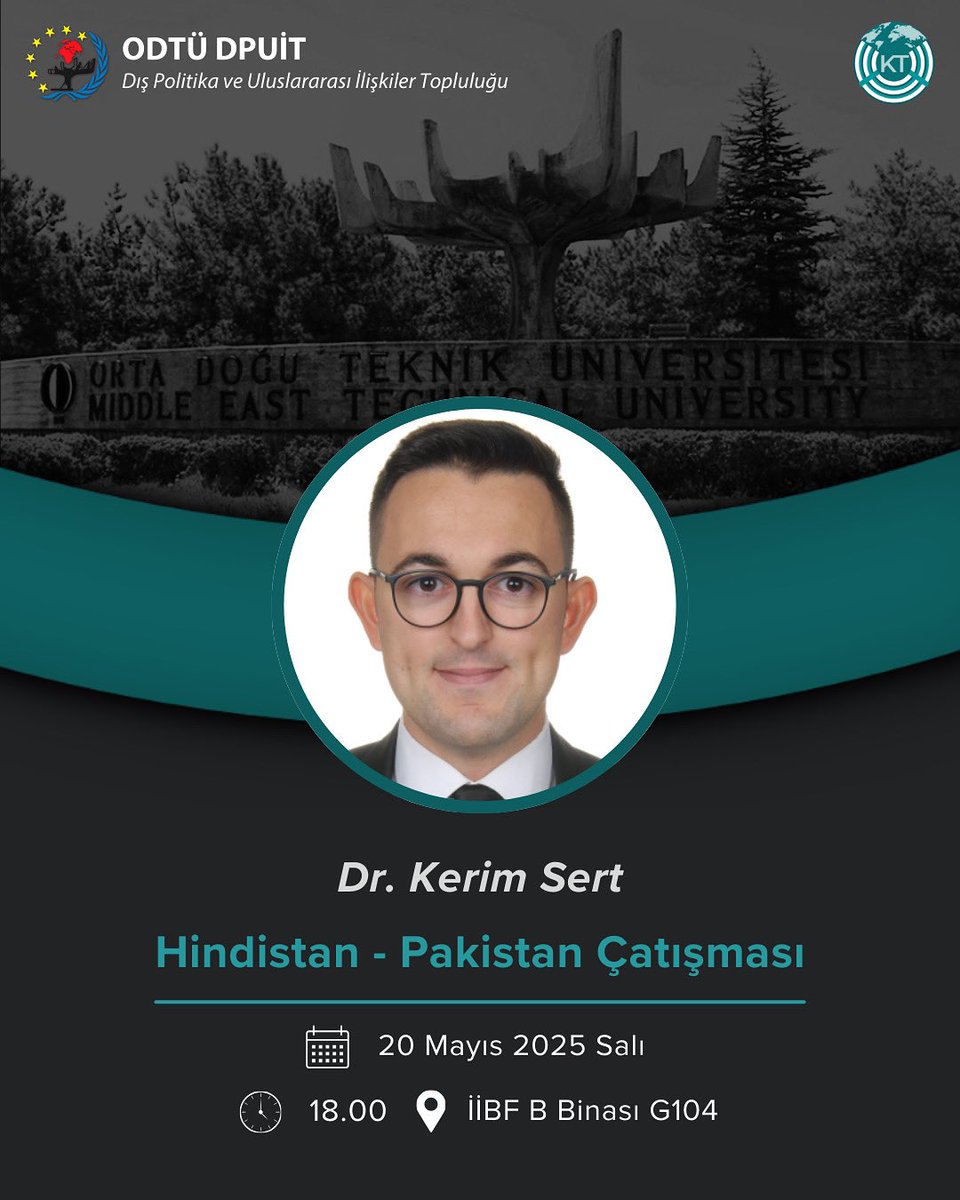 Dönemimizin beşinci etkinliği ile karşınızdayız!

20 Mayıs Salı günü İİBF B binası G104 amfisinde Asya Çalışmaları Bölümü öğretim görevlisi *Dr. Kerim Sert ile “Hindistan - Pakistan Çatışması"* temalı bir konferans gerçekleştireceğiz. Etkinliğimizde görüşmek üzere!