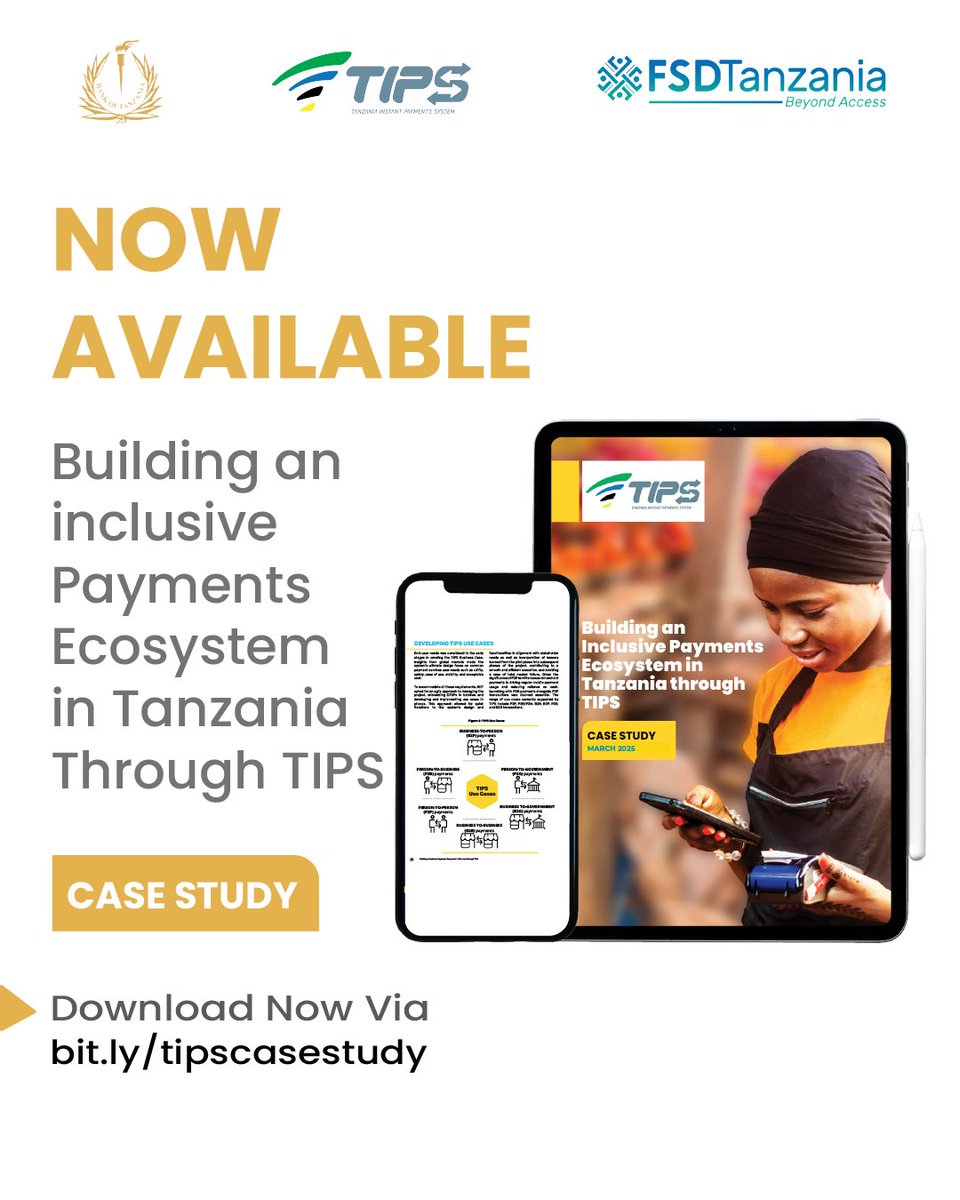 The case study on, ‘Building an Inclusive Payments Ecosystem in Tanzania through TIPS (Tanzania Instant Payment System)’, is now available on our website. 

Visit our Resource &amp; Knowledge Hub to read and download the case study, which is a collaboration between the Bank of