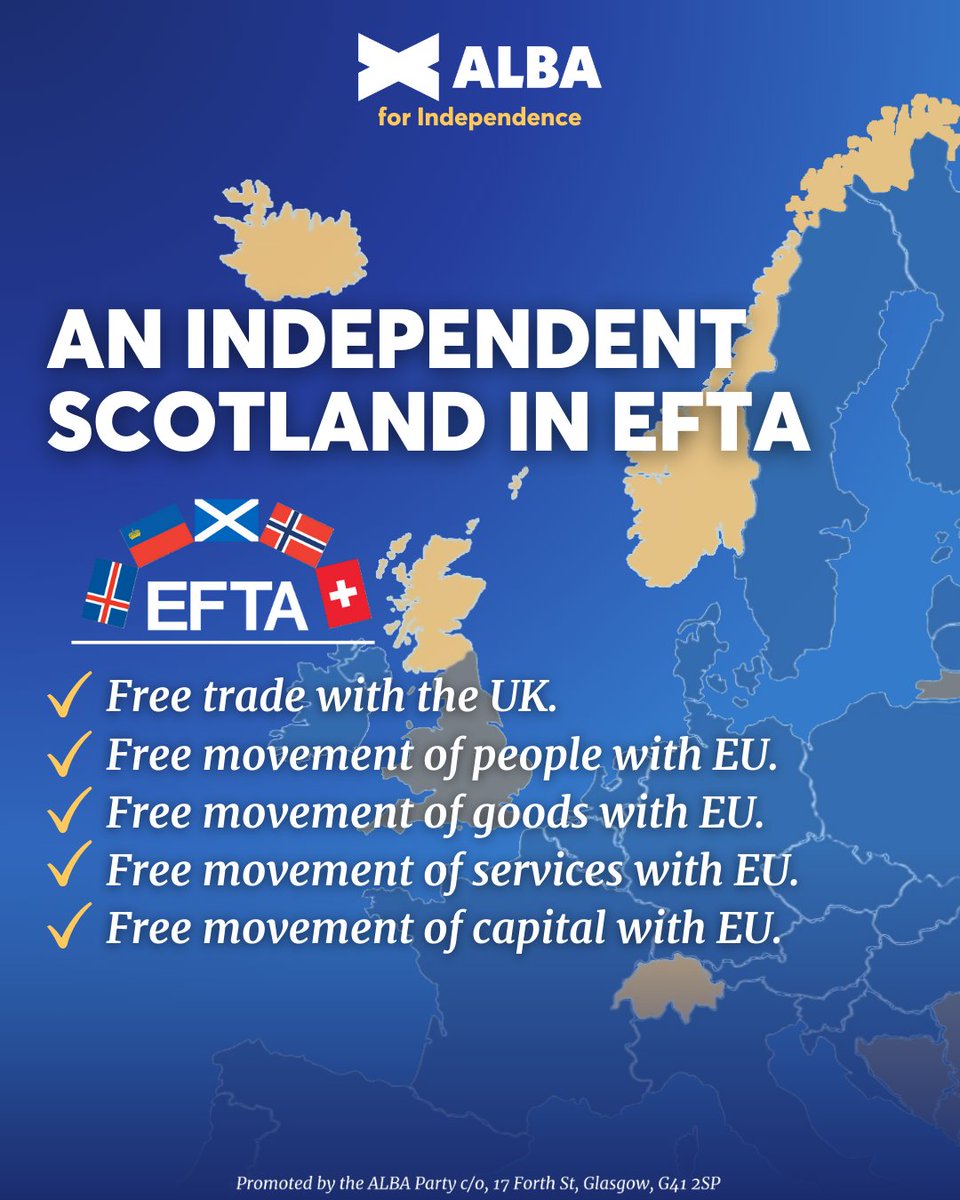 By becoming members of the European Free Trade Association (EFTA), Scotland can enjoy many of the benefits of EU membership but also protect key industries such as fishing and agriculture. 

An Independent Scotland in EFTA - it just makes sense