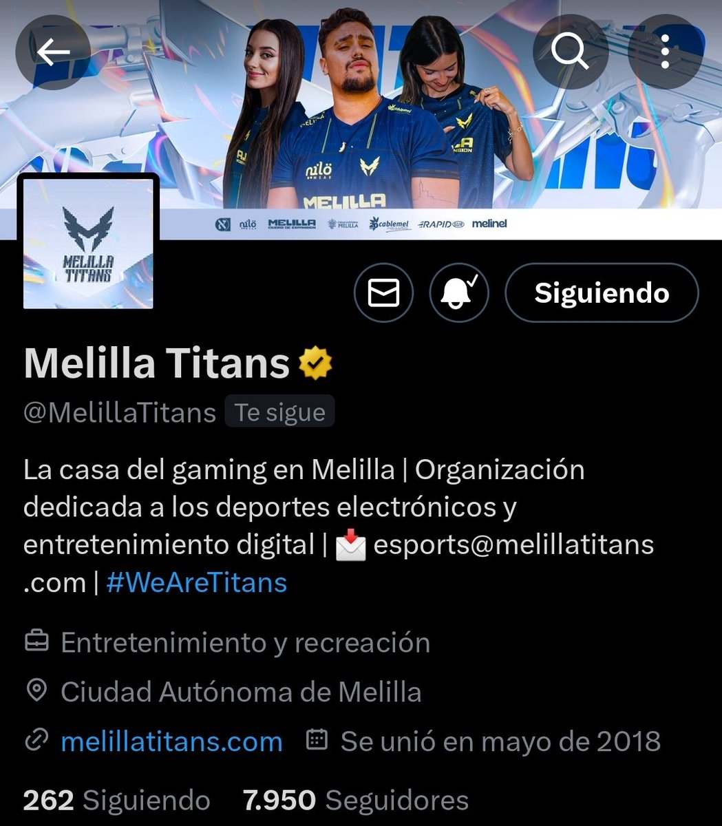 No quiero decir que seguir a <a href="/MelillaTitans/">Melilla Titans</a> te da +10 de estilo y +50 de poder…
Pero están a 50 de los 8K y estaría feo no ayudar, ¿no?