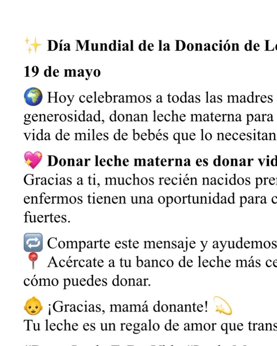 AEbancosleche's tweet photo. 1️⃣9️⃣mayo día Mundial de la donación de Leche Materna. #donarlechematerna #donarlechedonarvida #bancolechematerna 🏩 https://t.co/utBSvma4nf