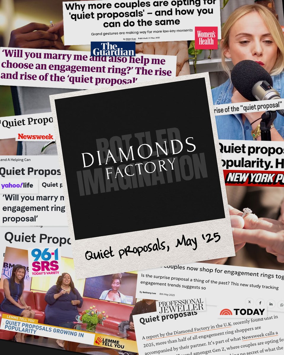 Introducing our latest campaign for Diamonds Factory: Quiet Proposals 💍

53% now shop for engagement rings together - Gen Z is ditching big public gestures for something more intentional.

Already making headlines in The Guardian, NY Post &amp; more 📰📺🎙️