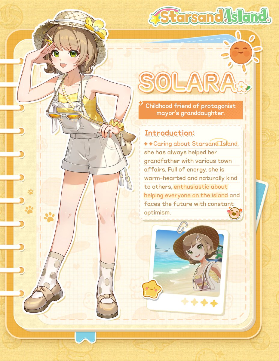 📌Character Preview | Solara

☀️Childhood friend of protagonist, mayor's granddaughter.

Note: Character details are subject to change before official release.