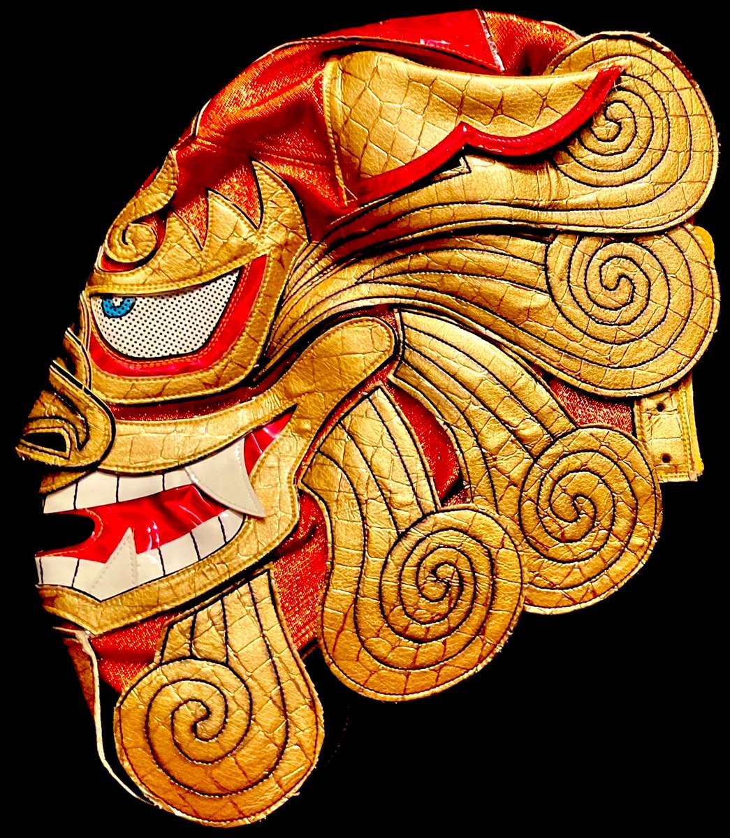 RHP4ever's tweet photo. Shisao @shisagainaking mask worn for Michinoku Pro @michipro_jp in 2016. Shisao was one of the original Okinawa Pro characters. This mask was made by Lagocean @LAGOCEANSASAKI. #Shisao #Lagocean #MichinokuPro #MichiPro #OkinawaPro #OkiPro https://t.co/Co4kmIViCW