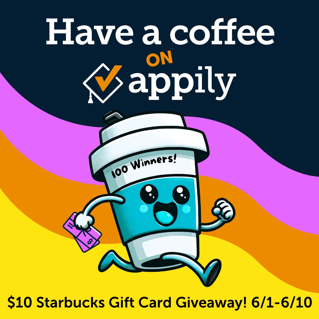 AppilyCom's tweet image. High school students! Whether you’re powering through finals or already in summer mode, Appily wants to treat 100 of you to a drink ☕

Just add 10 colleges to your list on Appily by 6/10: tinyurl.com/collegematches

#CoffeeGiveaway #CollegePlanning #FinalsWeek #SummerBreak
