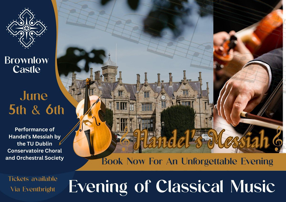 🎼A performance of Handel’s Messiah by the TU Dublin Conservatoire Choral and Orchestral Society. 

📅 5th June
📍 Brownlow Castle Ballroom 
🎟️ bit.ly/4kmMbZb (Ticket includes Afternoon Tea &amp; Performance)

📅 6th June
📍 Craigavon Civic Centre
🎟️ bit.ly/4dgHk9r