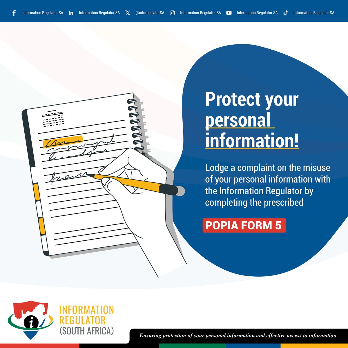 Lodge a complaint with the Information Regulator if needed! Protect your personal information!
🔗ow.ly/zv0p50VJ28Q

#POPIA #DataProtection #PrivacyRights #25YearsOfPAIA