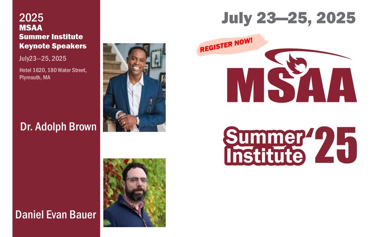 MSAA (@msaa_33) on Twitter photo Exciting news from @MSAA33! Dr. Adolph Brown and Danny Bauer will both be speaking at the 2025 Summer Institute! Register Now! ow.ly/C9Of50VM8pb <a href="/BostonSchools/">BostonPublicSchools</a> <a href="/DrCSJones/">Christopher Jones</a> <a href="/MGeoghegan22/">Martin Geoghegan (he/him/his)</a> <a href="/MASchoolsK12/">Massachusetts K-12</a> Beth1_23 <a href="/PrincipalJQuinn/">John Quinn</a> <a href="/SDubzinski/">Steven Dubzinski</a> #GrowingCourageousLeaders Exciting news from @MSAA33! Dr. Adolph Brown and Danny Bauer will both be speaking at the 2025 Summer Institute! Register Now! ow.ly/C9Of50VM8pb <a href="/BostonSchools/">BostonPublicSchools</a> <a href="/DrCSJones/">Christopher Jones</a> <a href="/MGeoghegan22/">Martin Geoghegan (he/him/his)</a> <a href="/MASchoolsK12/">Massachusetts K-12</a> Beth1_23 <a href="/PrincipalJQuinn/">John Quinn</a> <a href="/SDubzinski/">Steven Dubzinski</a> #GrowingCourageousLeaders