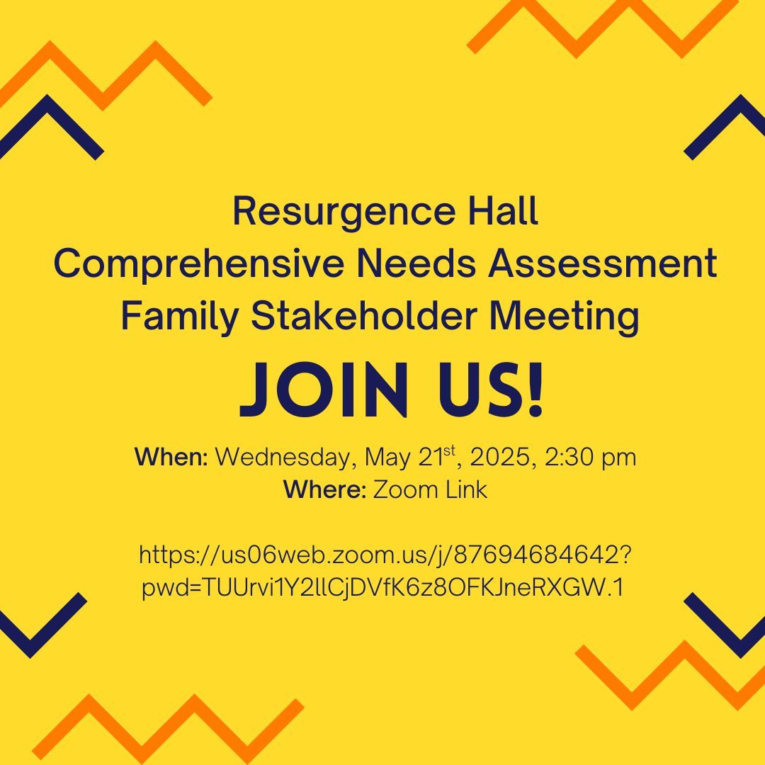 📣 Families of Resurgence Hall!
Join us for our Comprehensive Needs Assessment &amp; CLIP Stakeholder Meeting 💬

📅 May 21 | 🕝 2:30PM | 💻 Zoom
🔗 [bit.ly/4jepw0a ]

Your voice = scholar success!