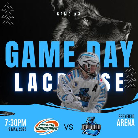 🚨Game Day 🚨Your Female JrA Wolves take on the Hurricanes in a battle of unbeaten teams. Come out to the Spryfield Arena for a 7:30PM start! 🐺🥍<a href="/wolveslacrosse1/">WolvesLacrosse</a> <a href="/HurricanesFJrA/">Halifax Hurricanes Jr. A (F)</a>