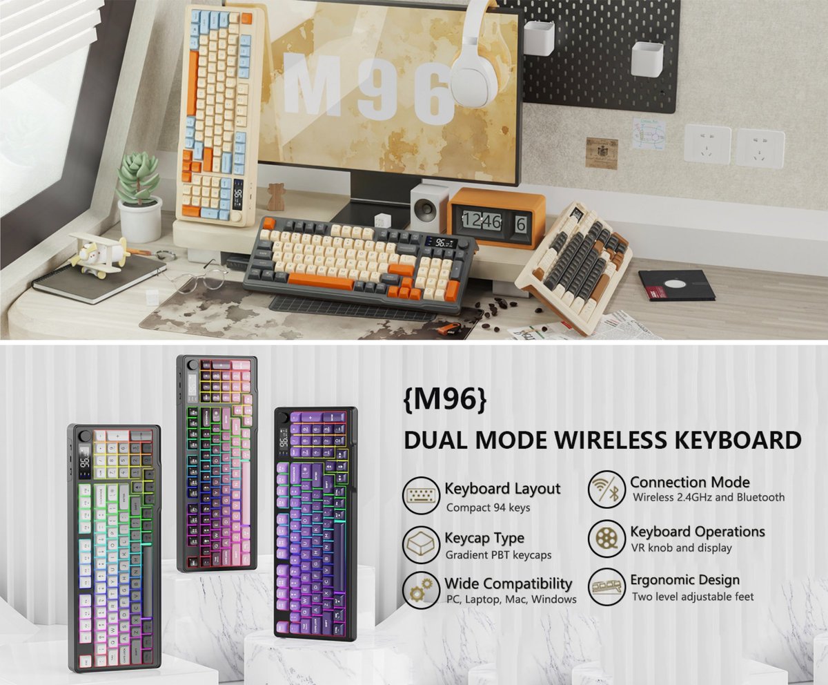 ZIYOULANGEAR's tweet photo. 🔥 M96 Keyboard FAMILY is here!! 🎉
With 6 stunning colors to choose from, including the NEW trendy gradient keycaps and retro dual-tone keycaps 🕶️—which one’s YOUR favorite?
#keyboard #ziyoulang #freewolf #m96 #desksetup https://t.co/72mzyzad8v