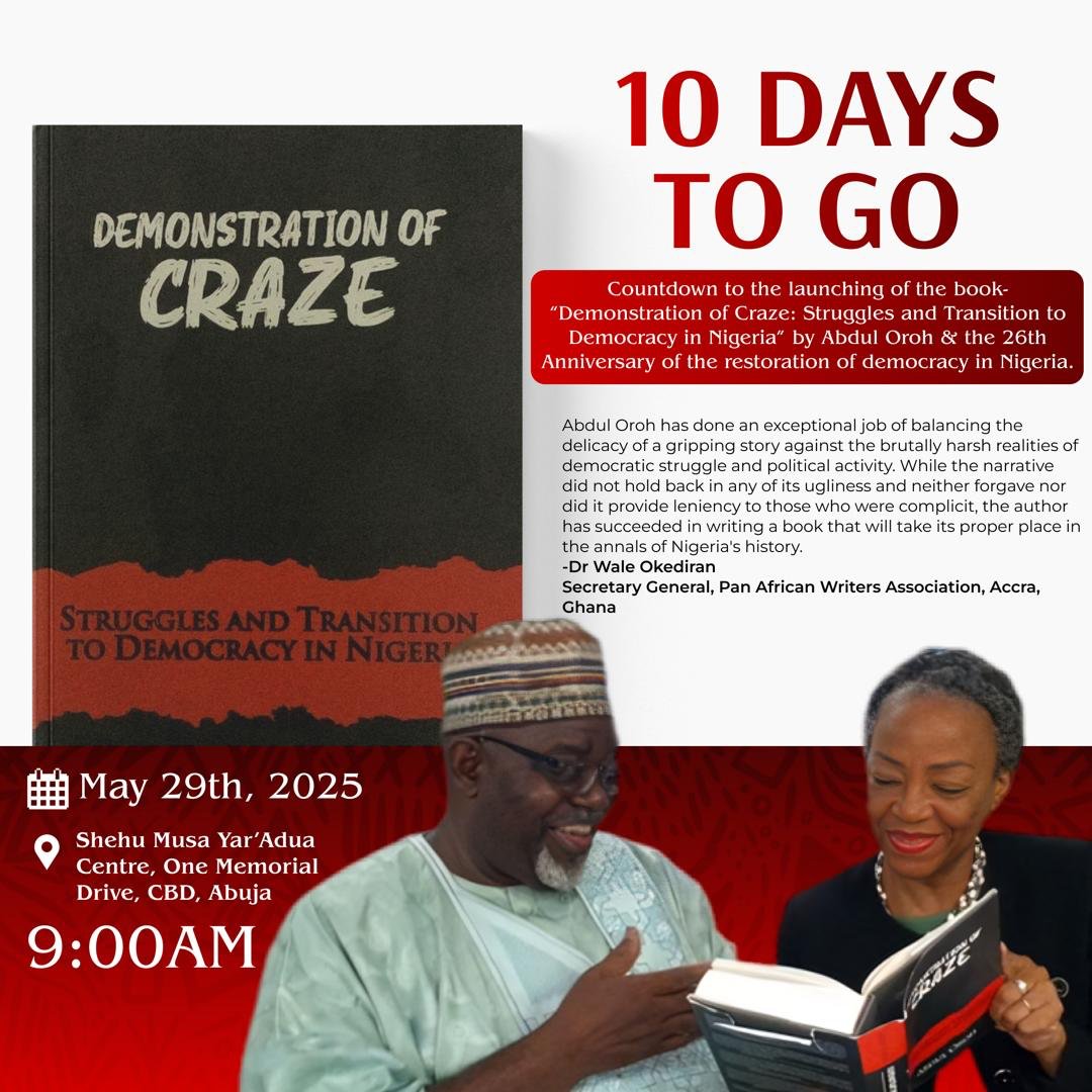 naijama's tweet photo. @aoroh is about to launch what is sure to become a seminal work on the human rights movement in Nigeria, and his foray from there into politics.
It's the place to be on the 29th of May! https://t.co/uOG0ZmdoDB