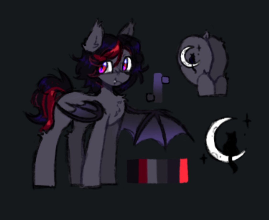 Character design and coloured Sketch comm for @/stargazermap 🖤❤️🩶