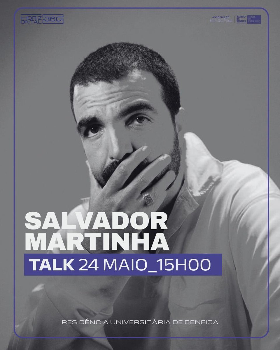 Valete Oficial (@valete115) on Twitter photo Talk de Salvador Martinha , sábado as 15h na residência universitária de calhariz de Benfica
Confirma a tua presença enviando um mail para horizontal360@jf-benfica.pt ou uma mensagem para 968573984 Talk de Salvador Martinha , sábado as 15h na residência universitária de calhariz de Benfica
Confirma a tua presença enviando um mail para horizontal360@jf-benfica.pt ou uma mensagem para 968573984