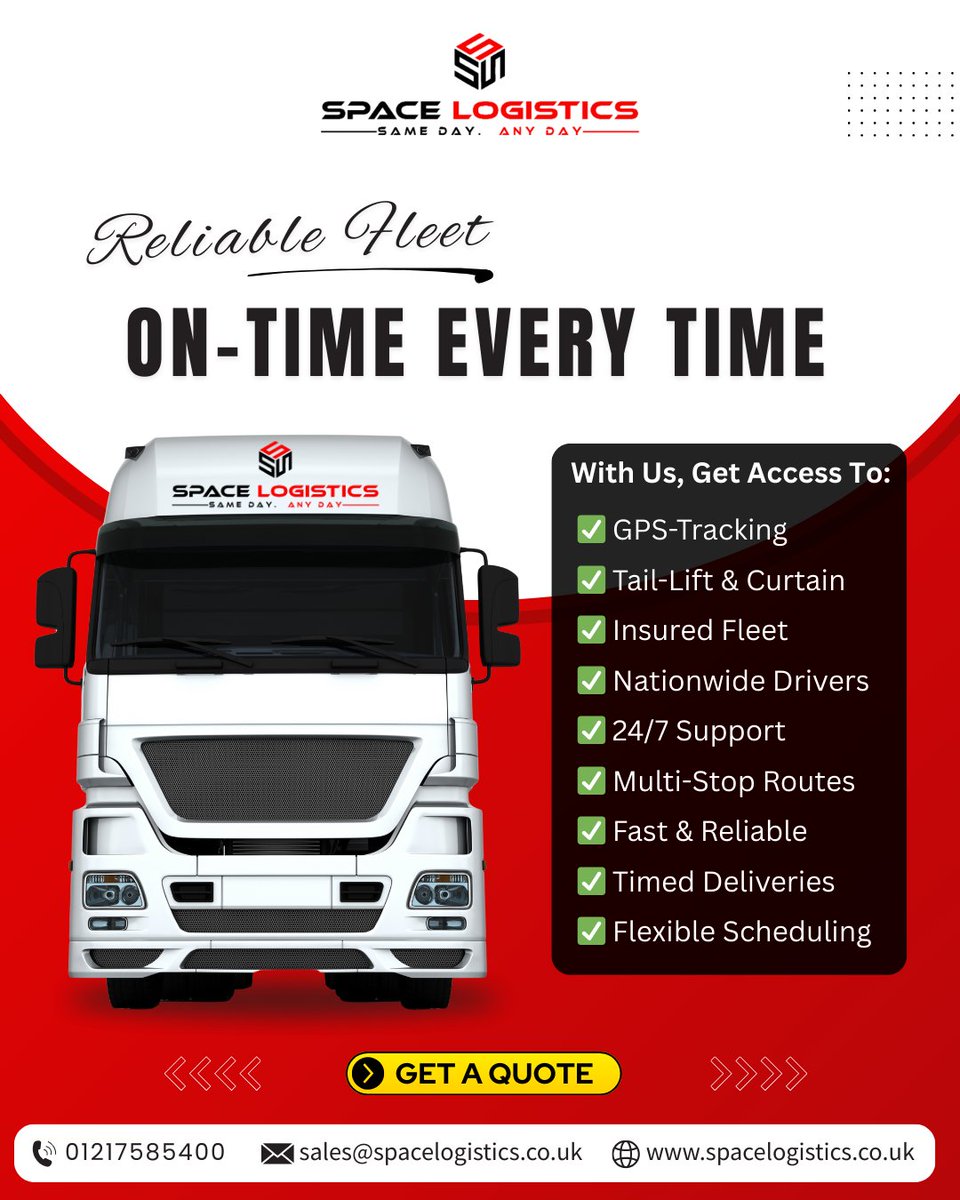 Count on SpaceLogistics for on-time pickup &amp; delivery, every time. Get GPS-tracked, insured fleets with 24/7 support and flexible scheduling—across the UK. Get your quote today!

👉 Call to book on 📲 01217585400