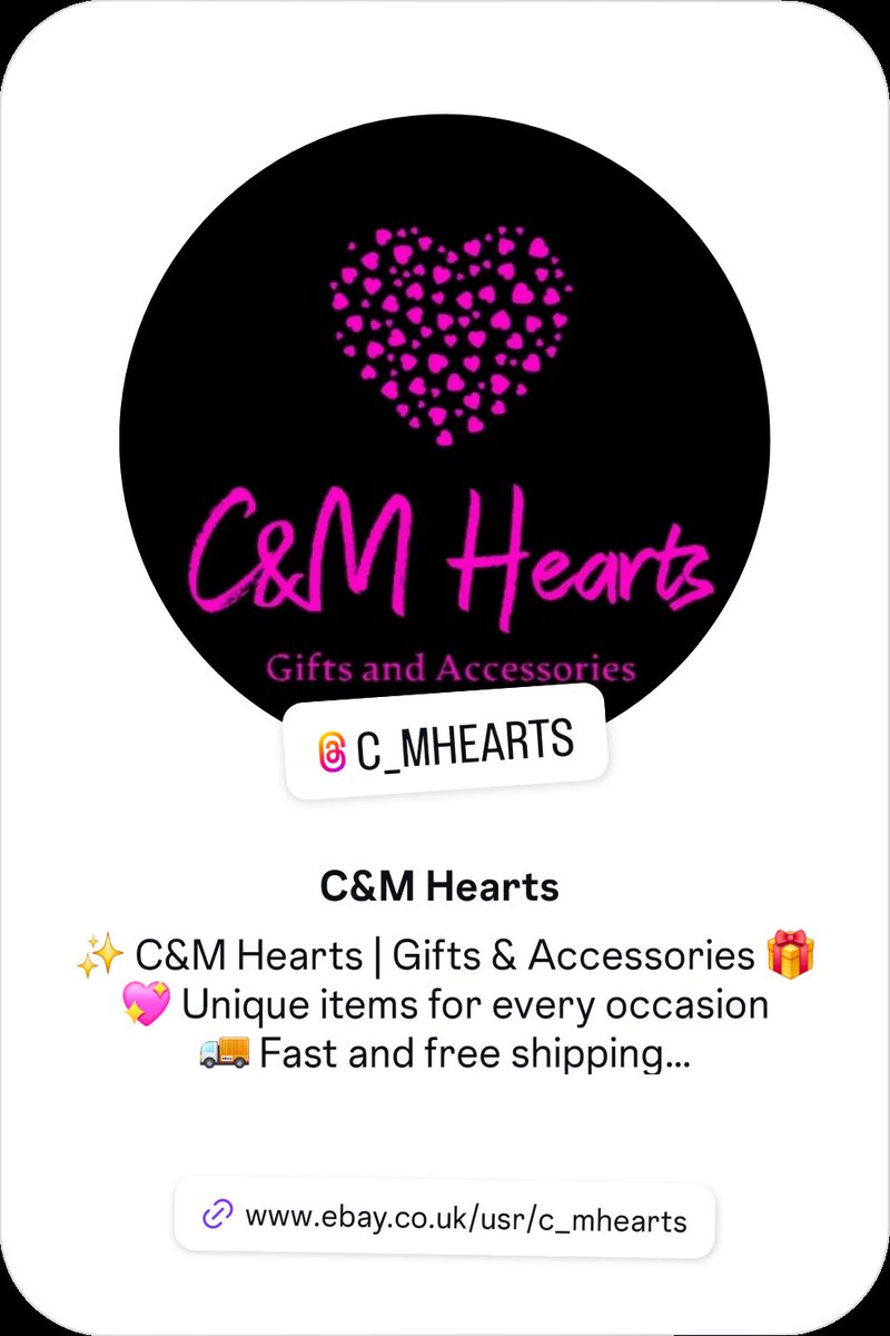 CM_Hearts's tweet photo. ✨ Come check us out on Instagram! ✨
Find unique gifts & accessories for every occasion 💝
👉 Follow us: https://t.co/Z8JtsPix2N
#CAndMHearts #GiftsAndAccessories #ShopSmall #SupportSmallBusiness #InstaShop #SmallBusinessUK
#UniqueGifts #GiftIdeas #JewelryLovers https://t.co/CJekPgYLUA