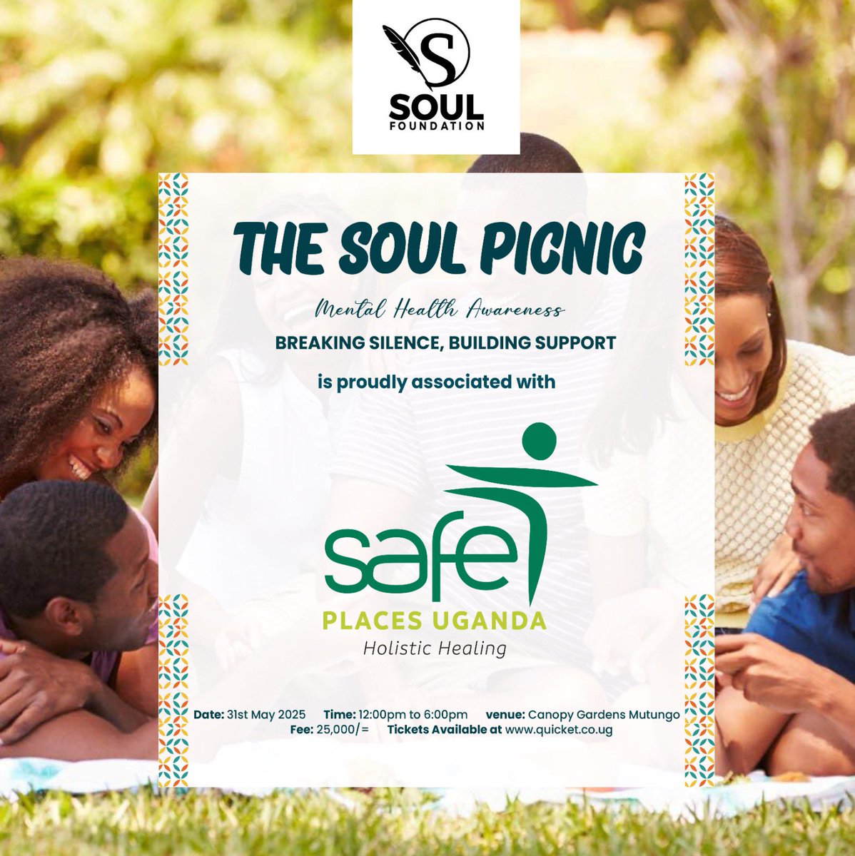 safeplacesug's tweet photo. Excited to announce that @SafePlacesUG will be at The Soul Picnic!
We’re teaming up to spark honest mental-health conversations and create nurturing spaces where healing can thrive.
See you there! #SoulPicnic #SafePlacesUG https://t.co/iRdDwK5NbE