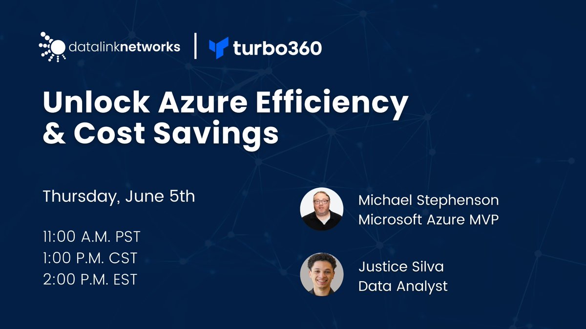 Turbo360 (@turbo360cloud) on Twitter photo Tired of Azure costs spiraling out of control?
Join <a href="/michael_stephen/">Mike Stephenson (aka AJ's Dad) Azure MVP</a>, Microsoft Azure MVP, and <a href="/datalink_net/">Datalink Networks</a> for a hands-on session that dives deep into practical ways to clean up your Azure bill and streamline your cloud game.
Register at - linkedin.com/posts/datalink… Tired of Azure costs spiraling out of control?
Join <a href="/michael_stephen/">Mike Stephenson (aka AJ's Dad) Azure MVP</a>, Microsoft Azure MVP, and <a href="/datalink_net/">Datalink Networks</a> for a hands-on session that dives deep into practical ways to clean up your Azure bill and streamline your cloud game.
Register at - linkedin.com/posts/datalink…