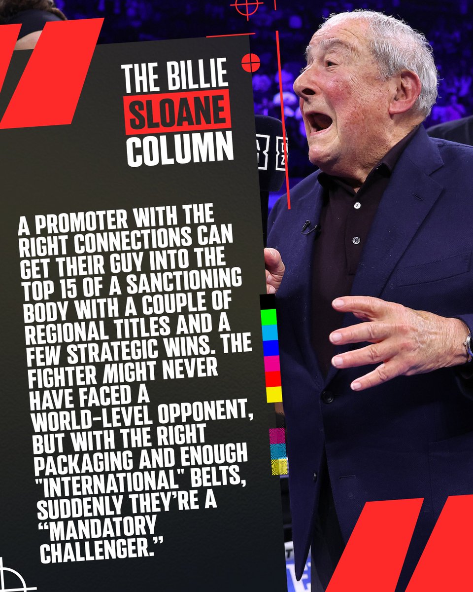 IFLTV's tweet photo. One promoter’s push can land a fighter in the top 15.

No top-level opponents. No real risk.

Just clever matchmaking and influence ✅

This article calls it out 👇

Read more in @Billie_Sloane’s latest column HERE 👉🏼 https://t.co/GVXd0oDqos

#BoxingInsight | #BoxingRankings | #RealTalk | #BoxingFans