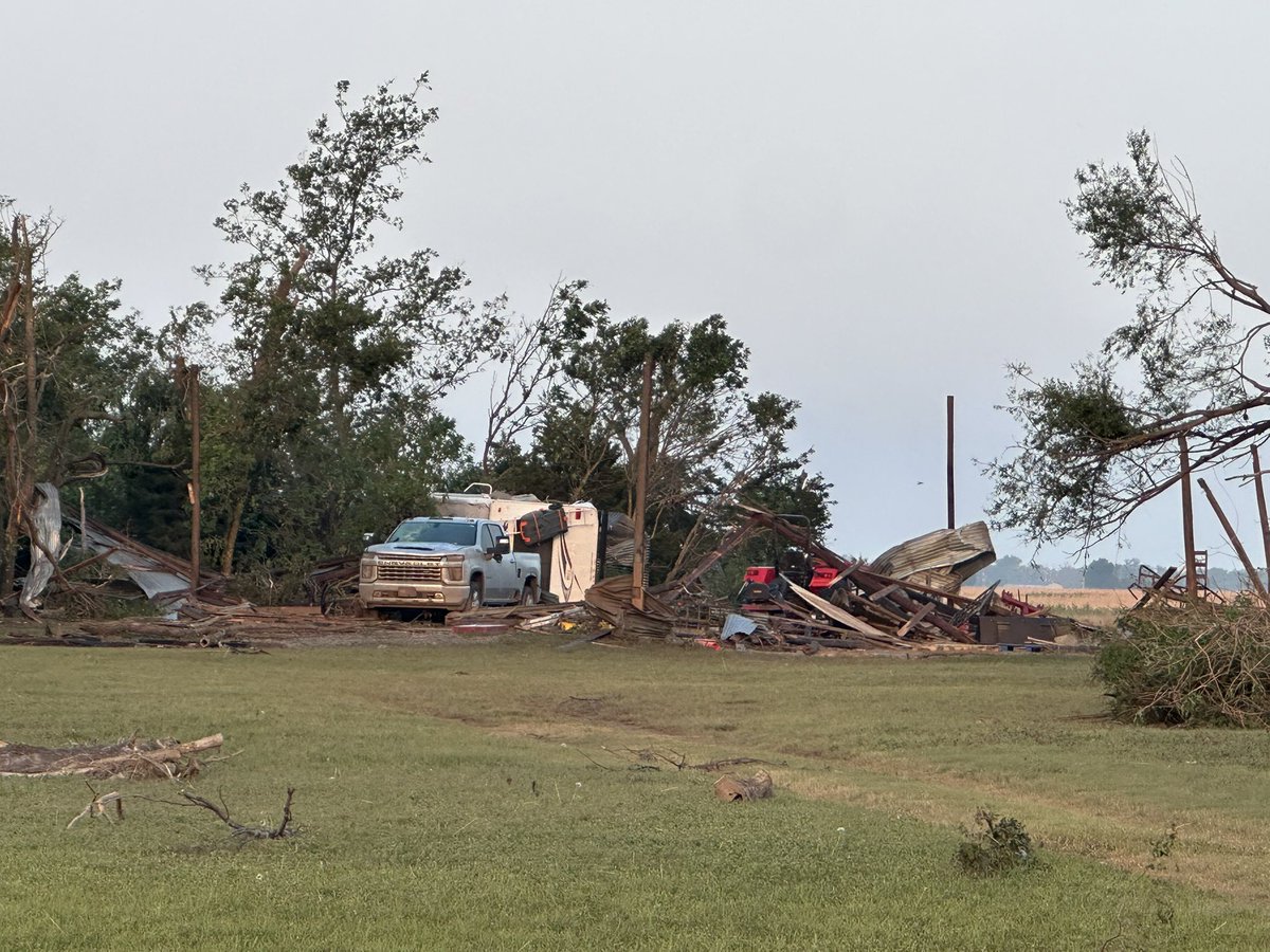 This is a couple miles southwest of Plevna and by far the worst damage we’ve seen. Reno County officials have told us so far there are no injuries or deaths from the tornado last night but this is still heartbreaking.