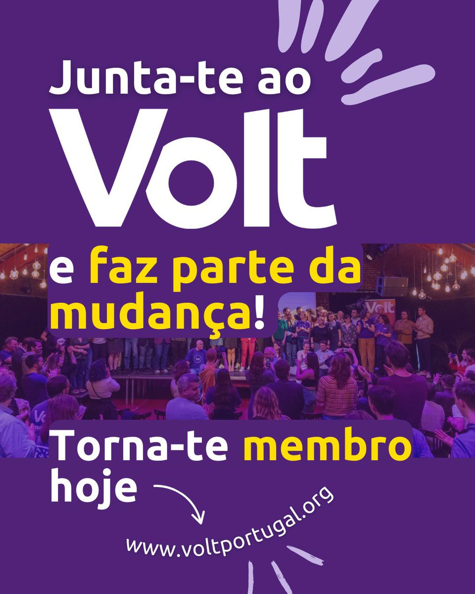 Precisamos de ti 💜
Junta-te ao Volt como membro e ajuda a construir a mudança. Vai a voltportugal.org/junta-te-ao-vo… e descobre como!