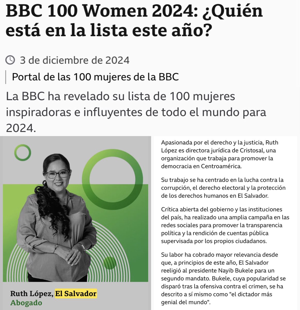 musikeys1's tweet photo. La @bbcmundo @bbc @BBCBreaking la reconoció como una de las 100 mujeres más influyentes del mundo por luchar contra la corrupción.
La Fiscalía de Bukele la captura por “peculado”.
Así funciona la dictadura más ‘cool’ del mundo: #CASTIGA a quien #denuncia la corrupción y #PREMIA A QUIEN LA #ENCUBRE.
El régimen slavadoreño busca desacreditar y neutralizar a quienes más efectivamente denuncian sus abusos.