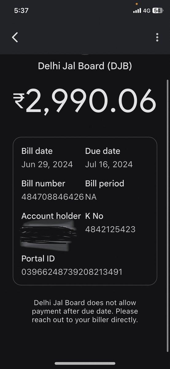 sonathakur1996's tweet photo. @DelhiJalBoard is there anyone to listen? Because I have been complaining about this for long why are they sending bill of such horrible amounts even when they don’t supply water in a week 3 days, also my account had advanced 1900/- still I got this bill https://t.co/2NNKCiKqPd