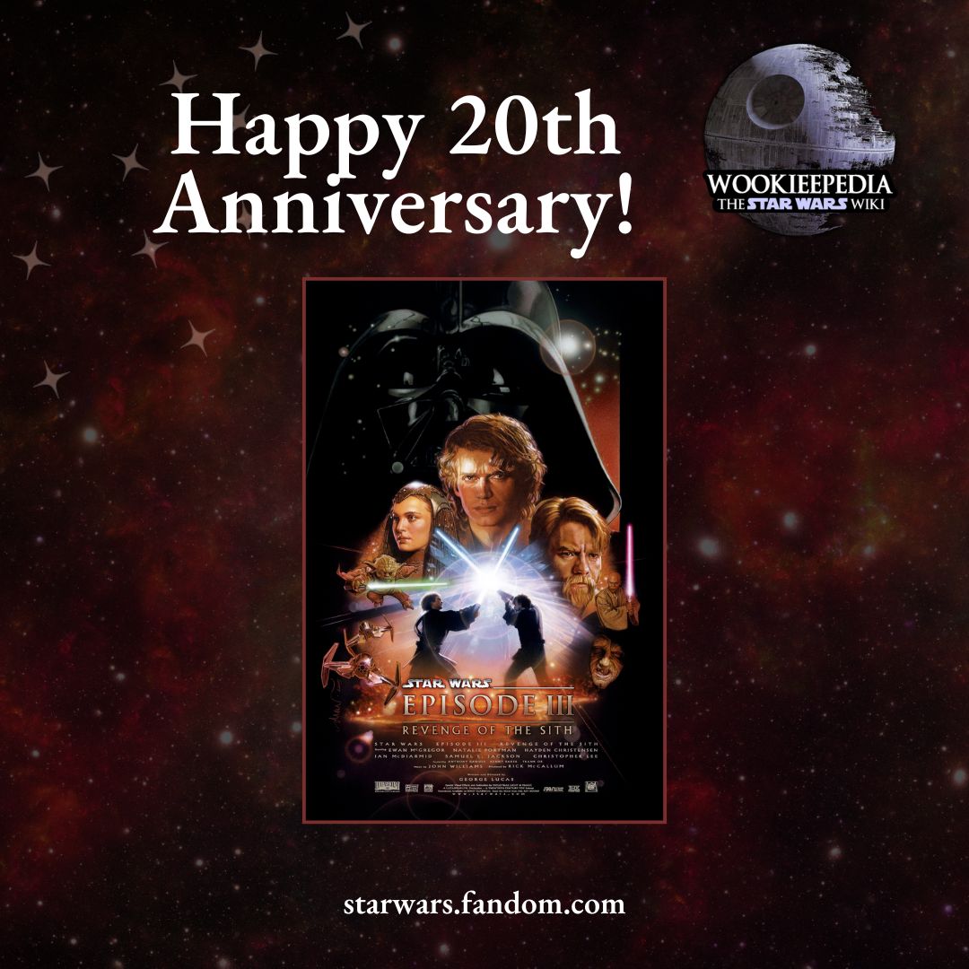 WookOfficial's tweet image. 🌌 Happy 20th anniversary to Star Wars: Episode III Revenge of the Sith! #StarWars