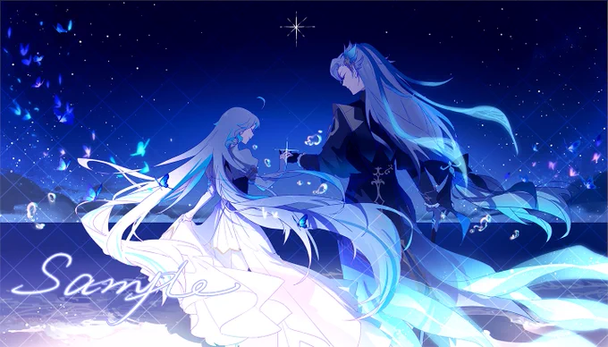 04.「夜。」#NeuviFuri #ヌヴィフリ「我的魔法已然散尽,我们都将回归真实的自我。」--就连这场舞蹈也将迎来谢幕。请不要再把我禁闭在这孤岛独舞,我已将我最微弱的希望献上。-------------------------感谢《水恋》主催老师橙子的邀约,邀请我绘制水恋系列《四季》明信片。 
