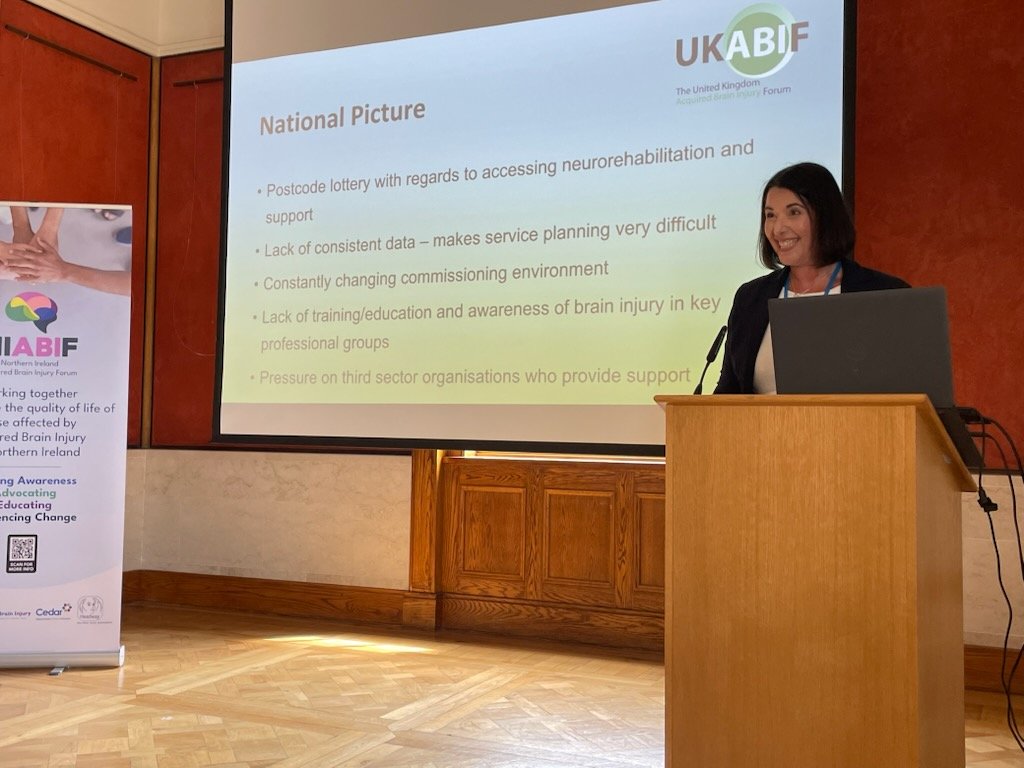 cedarfoundation's tweet image. Speakers at the #NIABIF launch are detailing how the Forum will raise awareness, advocate, educate and influence change for those affected by Acquired Brain Injury in Northern Ireland. #ABIWeek @cbituk @cedarfoundation @UKABIF @BrainInjMatters @HeadwayUK