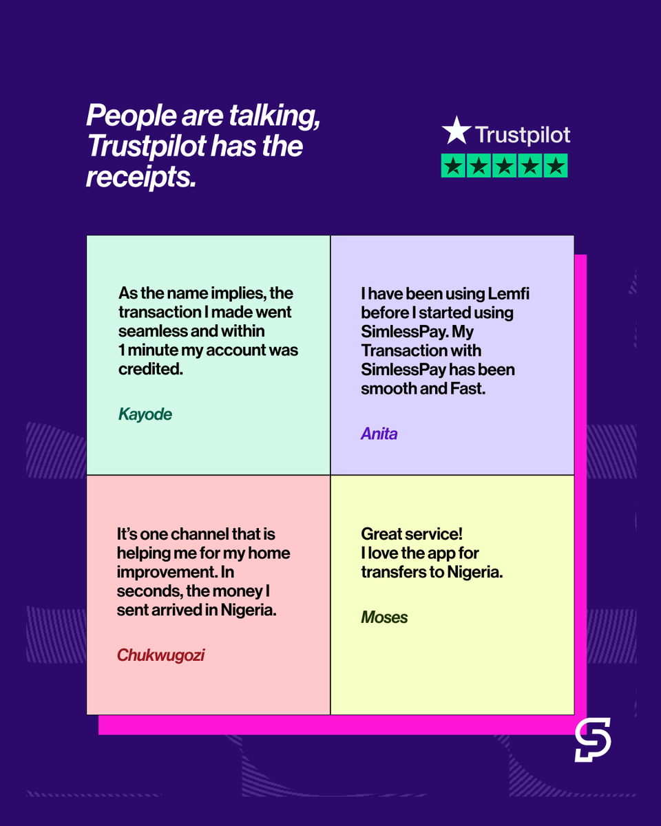 simlesspay's tweet image. See why people rave about us. Join thousands of satisfied SimlessPay users. 

Download SimlessPay and try sending money home today!

#SimlessPay #UKmoneytransfer #remittance #fintech