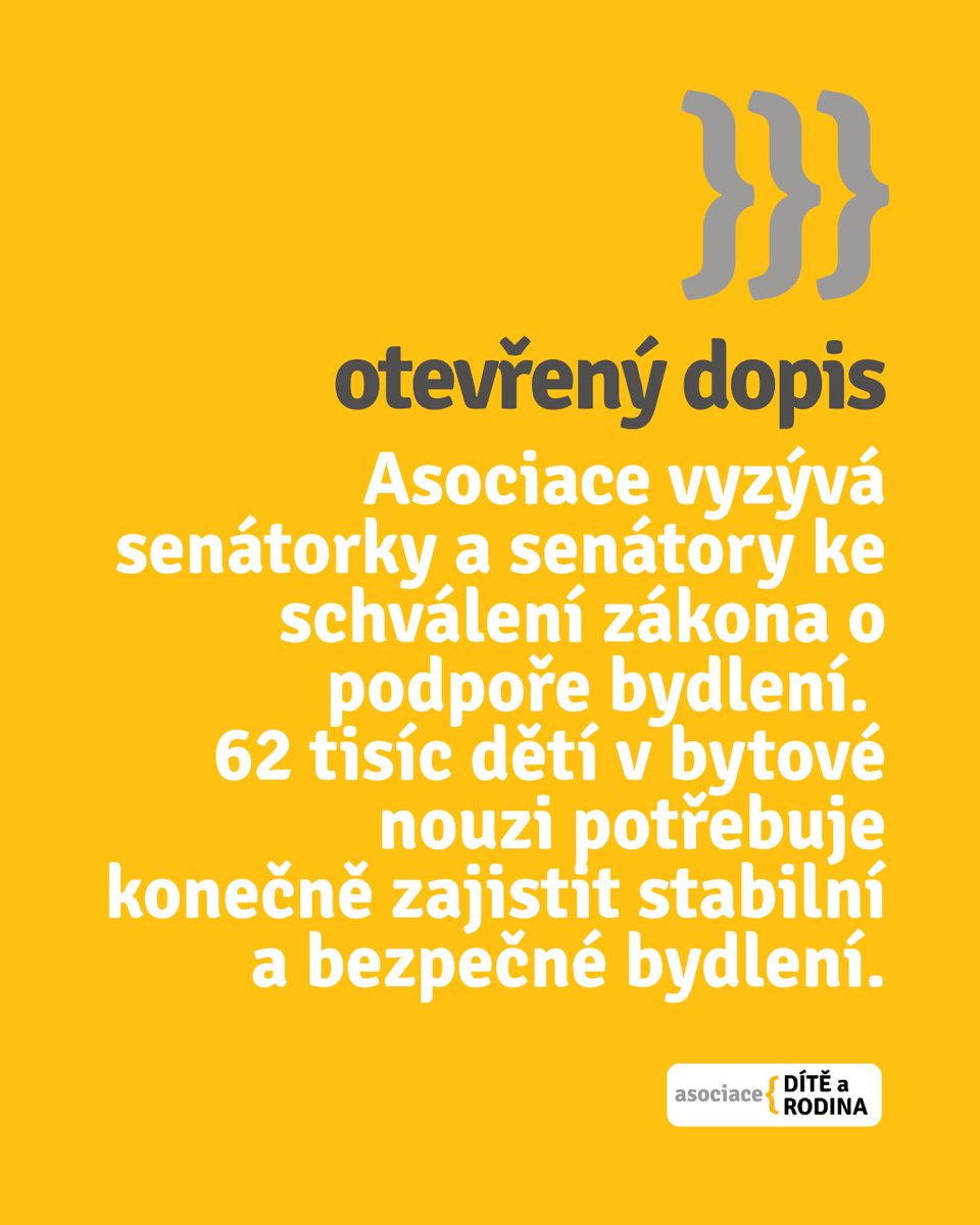 Pro 3000 dětí, které žijí na ubytovnách.
Pro 62 000 dětí, které žijí v bytové nouzi.
Ale i pro děti, které kvůli bytové nouzi odebrali z rodiny. 

Pro ně jsme napsali otevřený dopis všem v <a href="/SenatCZ/">Senát Parlamentu ČR</a>.

<a href="/zabydleni_org/">Za bydlení</a> <a href="/socialnibydleni/">Platforma pro sociální bydlení</a> <a href="/mistnirozvoj/">MMR ČR</a>