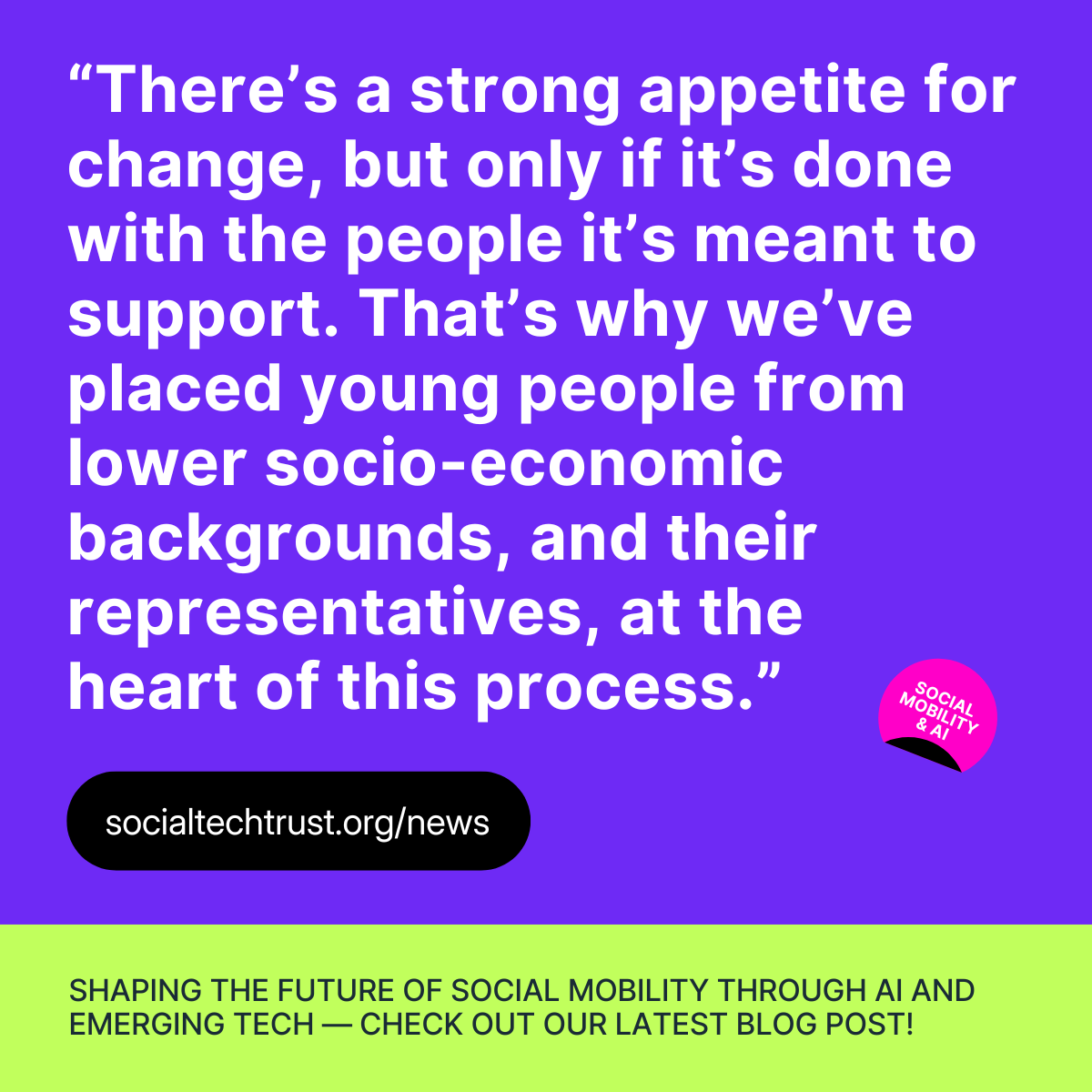 Our second blog is live: Shaping the Future of Social Mobility Through AI and Emerging Tech. Read it here 👉 socialtechtrust.org/news/shaping-t…

#AIforOpportunity 
#TechForGood 
#SocialMobility