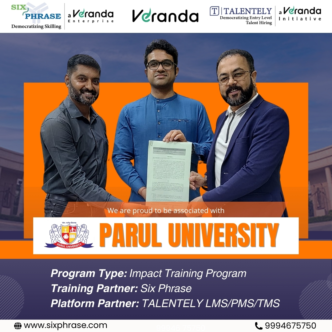 sixphrase's tweet photo. 🤝 𝐏𝐚𝐫𝐭𝐧𝐞𝐫𝐬𝐡𝐢𝐩 𝐀𝐧𝐧𝐨𝐮𝐧𝐜𝐞𝐦𝐞𝐧𝐭

We are proud to announce our collaboration with Parul University, Vadodara, for an impactful training journey!

#PartnershipNews #ParulUniversity #SixPhrase #Talentely #Veranda #TrainingForSuccess #ImpactProgram #LMS #PMS #TMS https://t.co/24Er1DoSbx