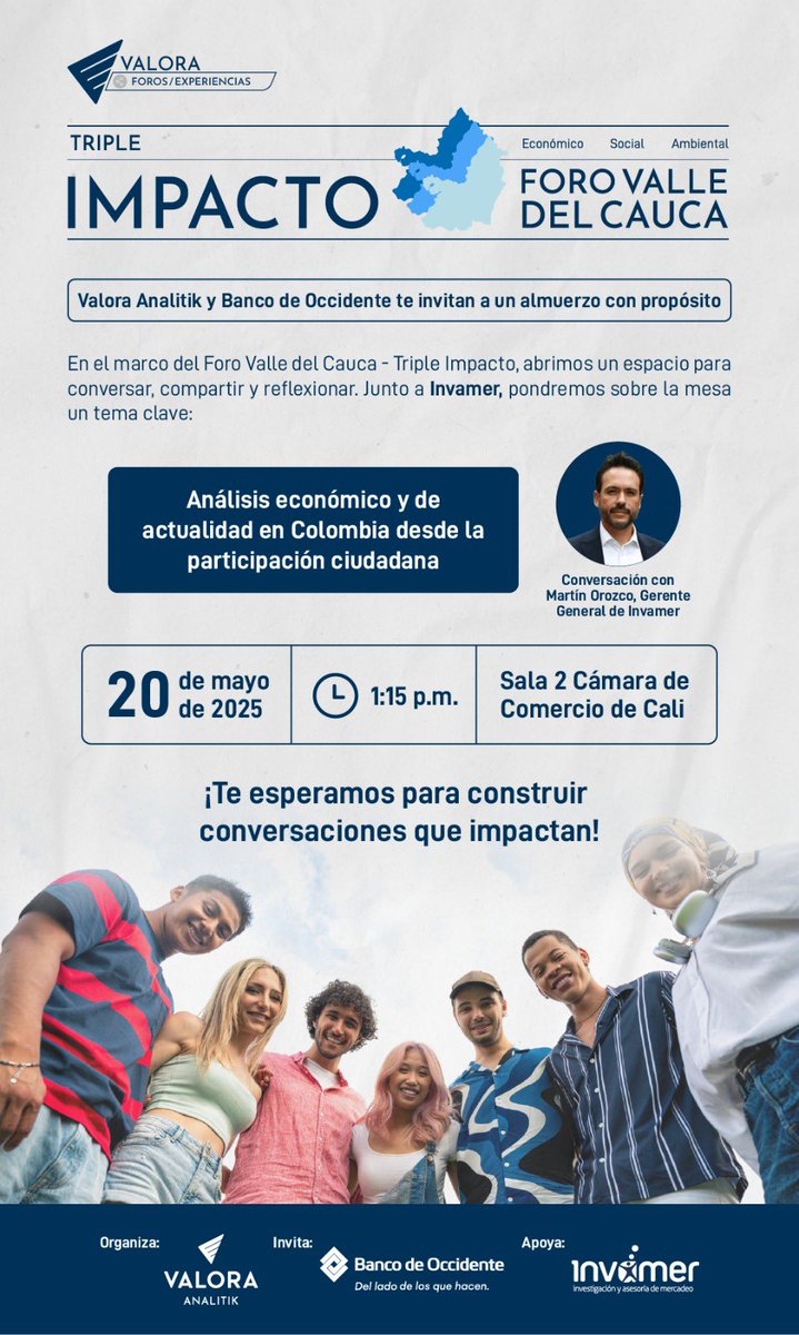 y luego de nuestra agenda tendremos un almuerzo con Martin Orozco de <a href="/Invamer/">Invamer</a> para tener una conversación que nos lleve a analizar los aspectos clave económicos en Colombia 🇨🇴 pero desde la mirada de la ciudadanía