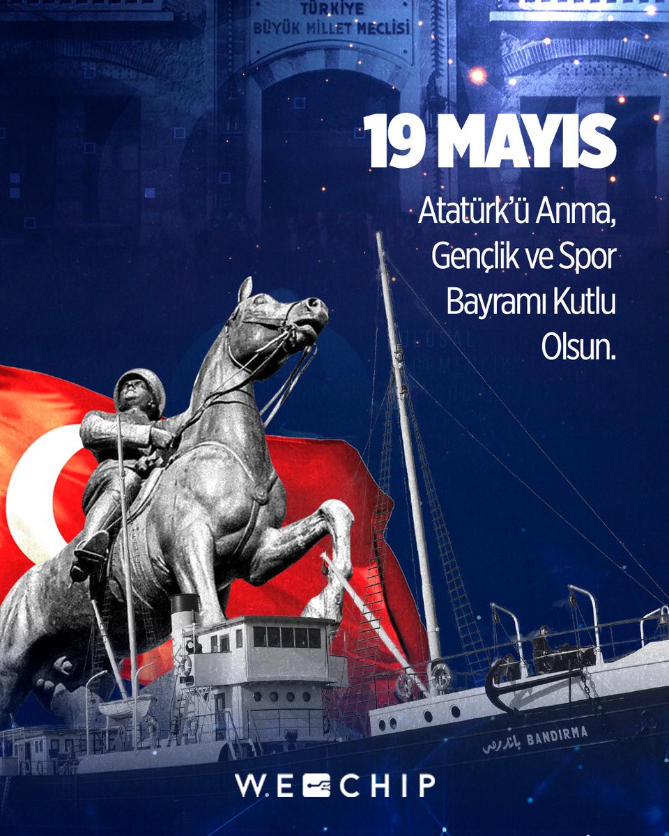 WeChipTech's tweet photo. 19 Mayıs Atatürk’ü Anma, Gençlik ve Spor Bayramı’mız kutlu olsun! Ulu önder Mustafa Kemal Atatürk’ü minnet ve özlemle anıyoruz. 🇹🇷 https://t.co/2R7714DeXX