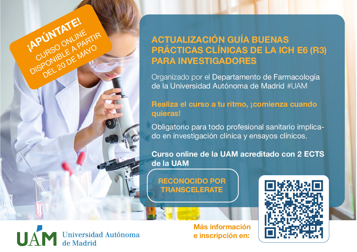 🔬 Curso online de Actualización en la Guía ICH E6 (R3) de Buenas Prácticas Clínicas 
🗓️ Disponible desde el 20 de mayo 
👩‍⚕️ Dirigido a investigadores clínicos 
✅ Reconocido por TransCelerate 
🚀 ¡No te lo pierdas!  
👉fuam.es/curso-corto/bu…