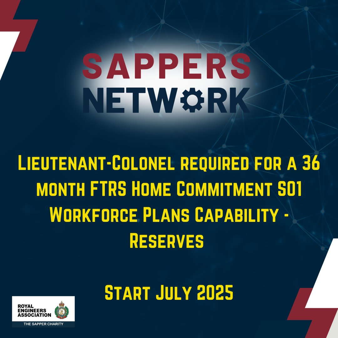 Check out this recent job vacancy from Sappers Network! 

Details and application process available via link below:
findforcesjobs.mod.gov.uk/.../17839-SO1.…

#SapperFamily #Ubique