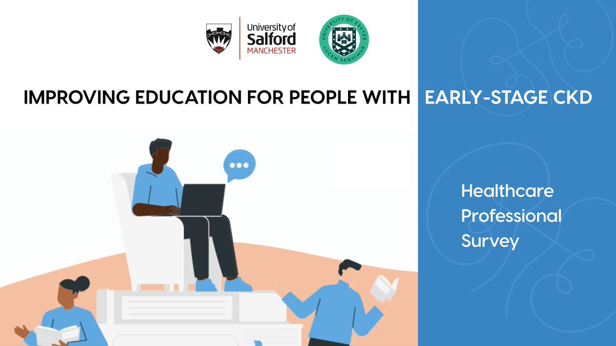 🔎University of Salford researchers are exploring how to improve information for people with early-stage CKD. 

They ask HCPs working with kidney disease, HPB or diabetes to share experiences of delivering education or support. 

👉Submit your insights: ow.ly/XfCY50VTm4e