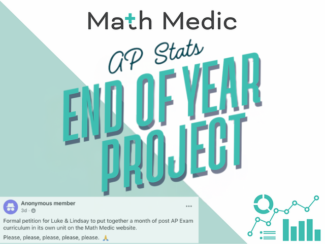 MathMedic's tweet photo. Recently, in the Stats Medic Teacher Community on Facebook, we had a request for what to do after the AP Exam. We've got you! Click the MM blog link in our bio to read the entire post, which has all the project details! #MathMedic #blog #APStats #project #EFFL #iteachmath #MTBoS https://t.co/iqBhEWBhid