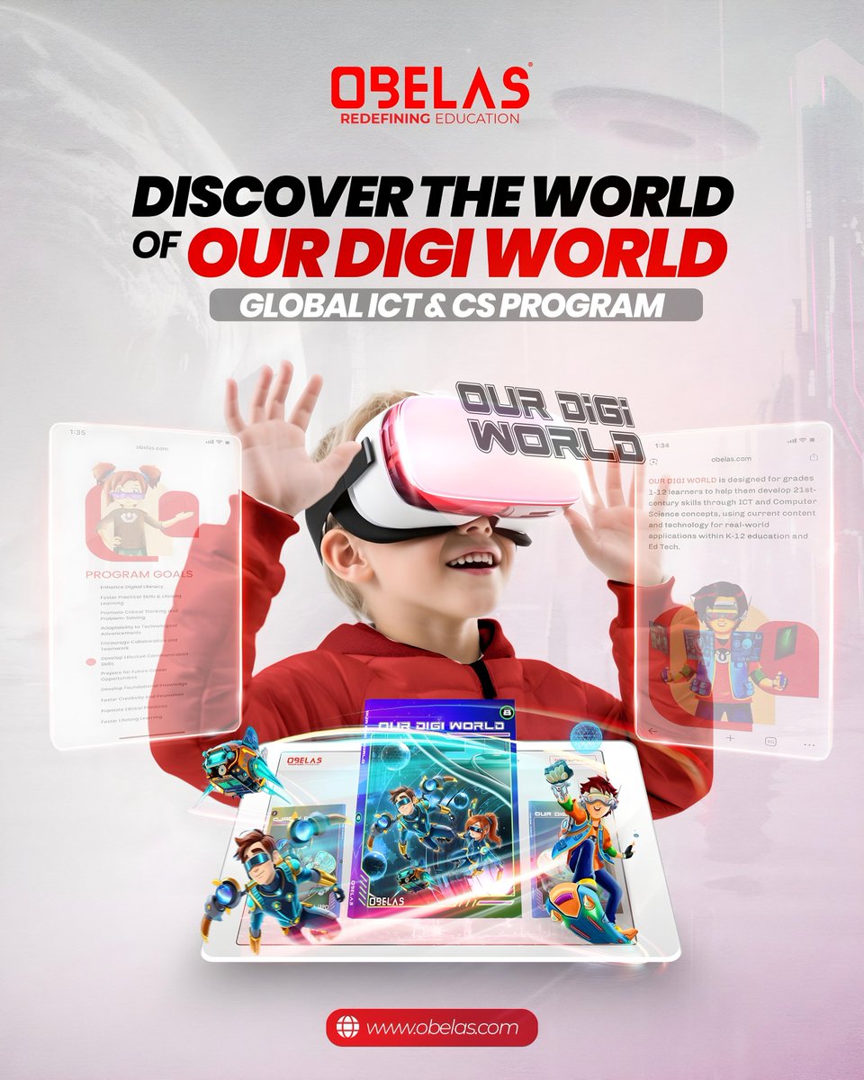 ObelasEdu's tweet photo. Discover the World of Our Digi World 🌐

More than just ICT... it’s a journey across the essential skills of tomorrow.
Our ICT & Computer Science Program helps students explore, create, and lead with confidence in a fast-changing world. 💡🚀

What students will explore:
🔹 Coding & Programming 💻
🔹 Artificial Intelligence & Robotics 🤖
🔹 Cybersecurity 🔐
🔹 Data Science & Analytics 📊
🔹 Game Development 🎮
🔹 App Development & Web Design 📱🖥️
🔹 Digital Literacy & Internet Safety 🌍🛡️
& much more.

🔗 Learn more about Our Digi World here: https://t.co/fk2qpJ3MKY

#OBELAS #RedefiningEducation #ICT #ComputerScience #DigitalSkills