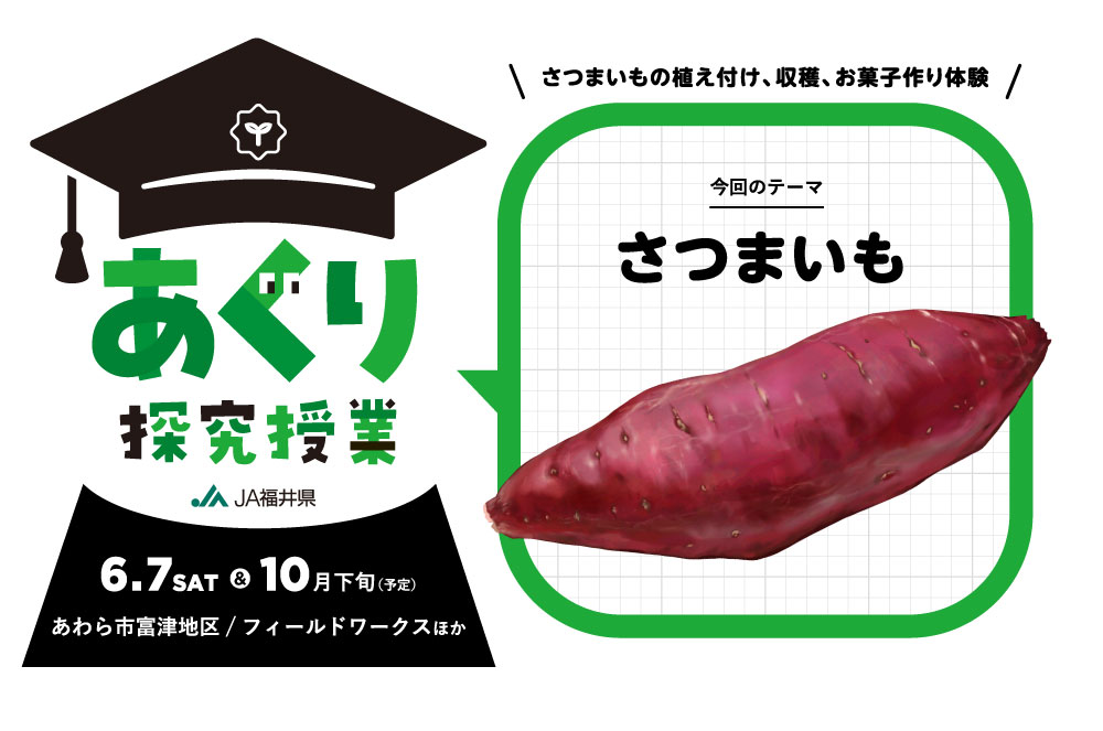 インフォメーションの新着です。 JA福井県あぐり探究授業 参加者募集中！: 『ふくいの農業を楽しく探究、深掘りしてみませんか』
 JA福井県 あぐり探究授業、「さつまいも（とみつ金時）」をテーマに開催！
 
 「とみつ金時」とは
… dlvr.it/TKrrYb