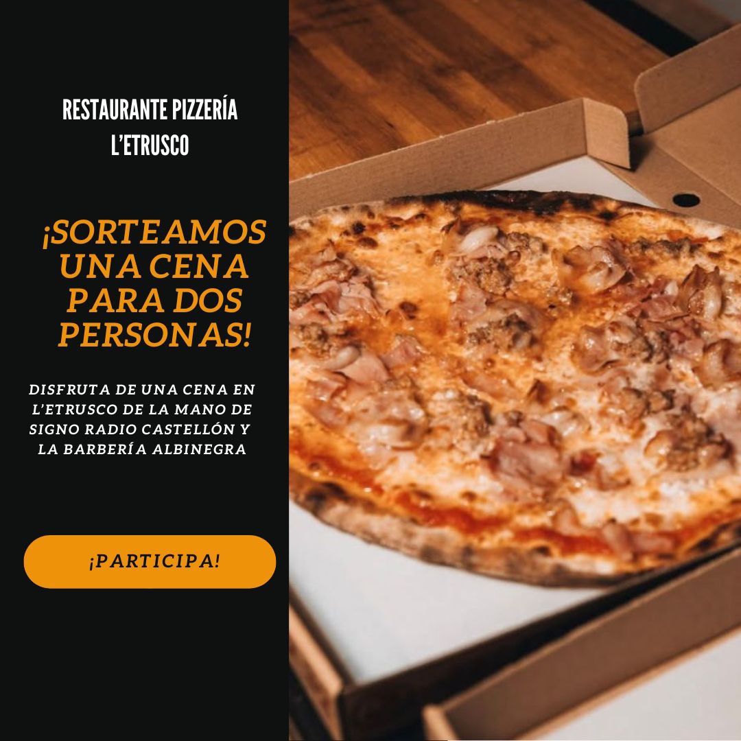 La Barbería Albinegra (@lalbinegra) on Twitter photo 📢Afición!
🍕Sorteamos una CENA PARA DOS PERSONAS en Pizzería L'Etrusco
✅Sigue al perfil de <a href="/LAlbinegra/">La Barbería Albinegra</a> y <a href="/signocastellon/">Signo Radio Castellón</a>, da like y RT a este post
✅Usando el #PamPamLetrusco menciona a un amigo y pon nota a la temporada y por qué
Activo hasta el viernes a las 17h. Suerte!! 📢Afición!
🍕Sorteamos una CENA PARA DOS PERSONAS en Pizzería L'Etrusco
✅Sigue al perfil de <a href="/LAlbinegra/">La Barbería Albinegra</a> y <a href="/signocastellon/">Signo Radio Castellón</a>, da like y RT a este post
✅Usando el #PamPamLetrusco menciona a un amigo y pon nota a la temporada y por qué
Activo hasta el viernes a las 17h. Suerte!!