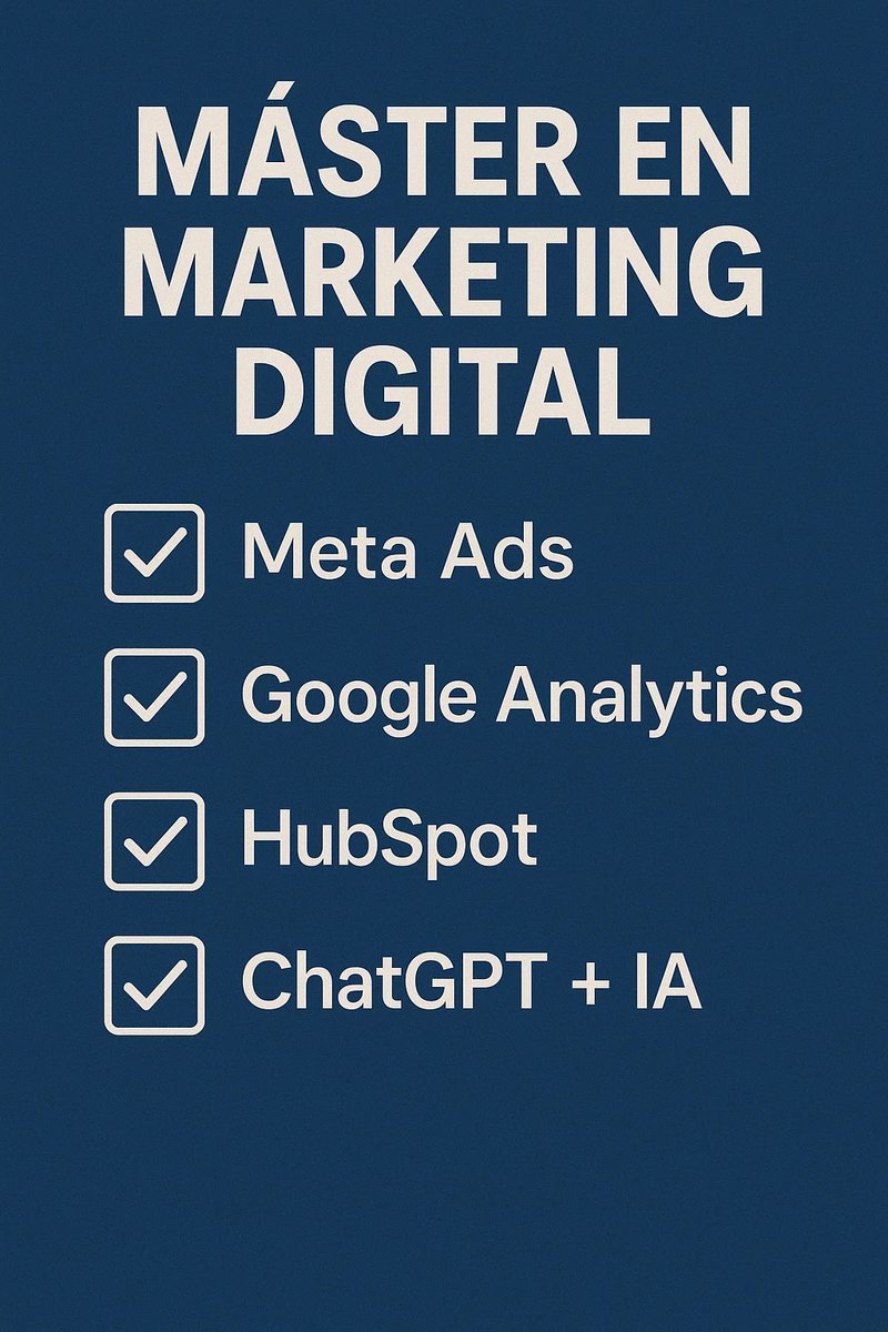 No es un curso.
Es un máster donde trabajas con herramientas como:
✔️ Meta Ads
📊 Google Analytics
🔗 HubSpot
🤖 ChatGPT + IA
🗂️ CRMs reales

#MasterMarketingDigital #TalentoGlobal