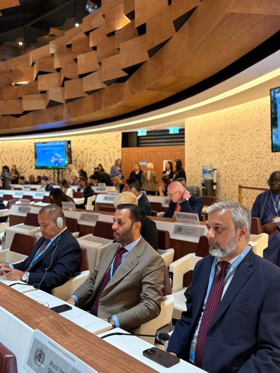 Pakistan Mission Geneva (@pakun_geneva) on Twitter photo Minister <a href="/KamalMQM/">Syed Mustafa Kamal</a> leading Pakistan’s delegation attended the opening ceremony of 78 World Health Assembly today.
#WHA78
<a href="/nhsrcofficial/">Ministry of National Health Services, Pakistan</a>
<a href="/ForeignOfficePk/">Ministry of Foreign Affairs - Pakistan</a> Minister <a href="/KamalMQM/">Syed Mustafa Kamal</a> leading Pakistan’s delegation attended the opening ceremony of 78 World Health Assembly today.
#WHA78
<a href="/nhsrcofficial/">Ministry of National Health Services, Pakistan</a>
<a href="/ForeignOfficePk/">Ministry of Foreign Affairs - Pakistan</a>